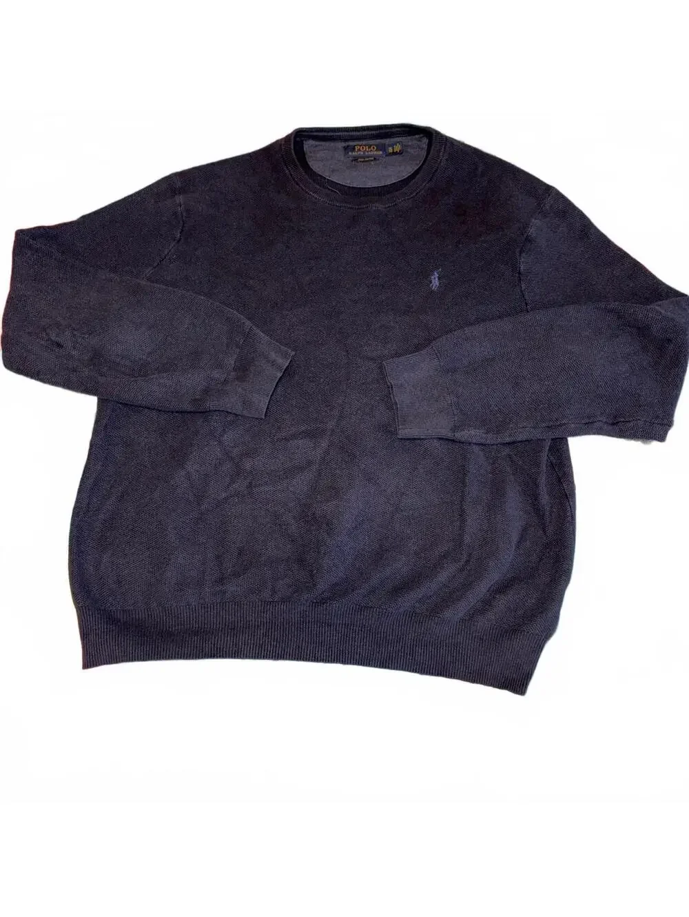 Polo Ralph Lauren Embroidered Mens XL Navy Blue Sweater Crewneck 100% Cotton RL